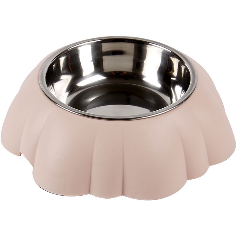 The New Petal-shaped Pet Bowl Stainless Steel Single Bowl Cat and Dog Food and Drinking Dual-use Pet Bowl Is Fashionable and Durable