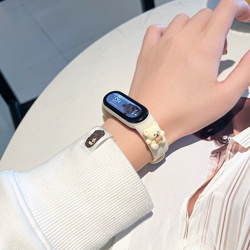 Dây đeo đồng hồ thông minh silicone thiết kế hoạt hình đáng yêu cho Xiaomi Mi Band 3/ 4/ 5/ 6