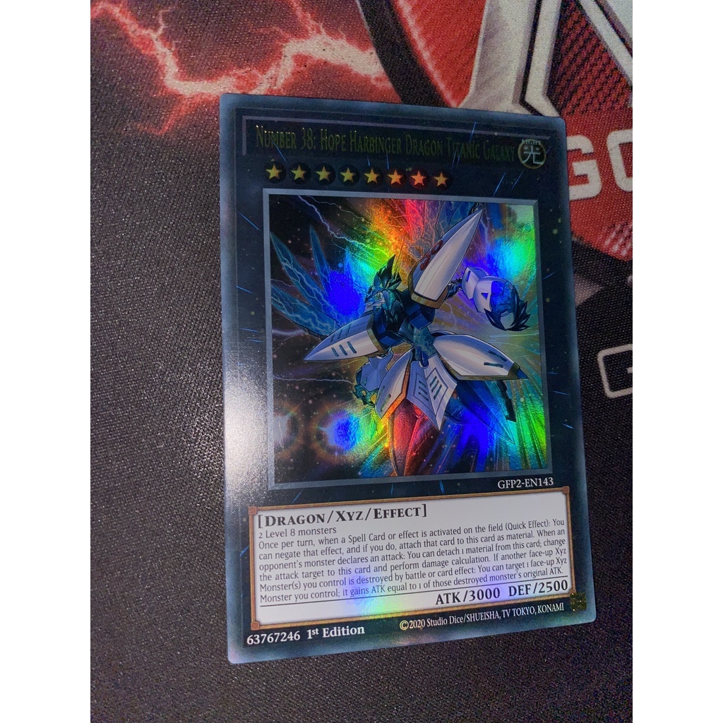 Thẻ bài Yugioh Number 38: Hope Harbinger Dragon Titanic Galaxy - GFP2-EN143 - Ultra Rare 1st Edition