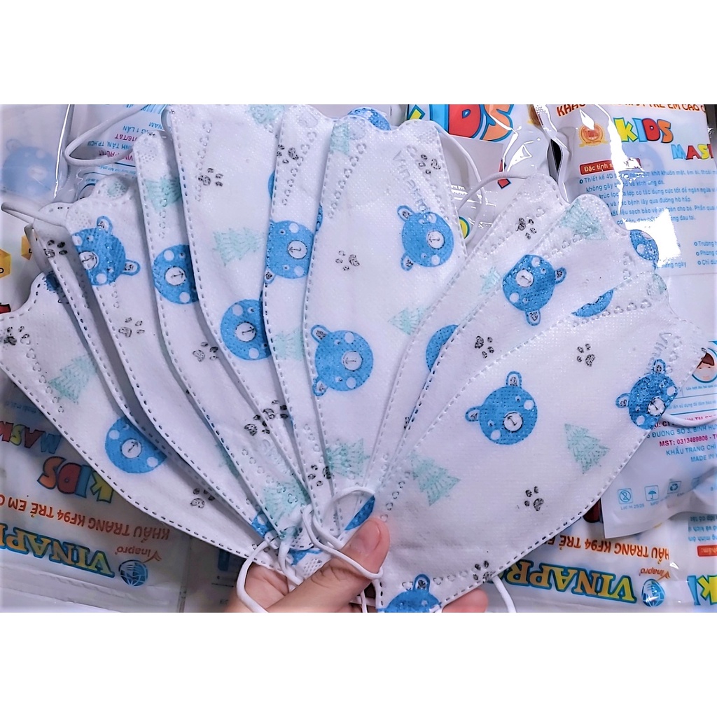 Túi 10 khẩu trang 4d KF9F4 Vinapro bảo vệ trẻ mạnh mẽ khỏi  bụi bẩn, vi khuẩn, sản xuất tại việt nam