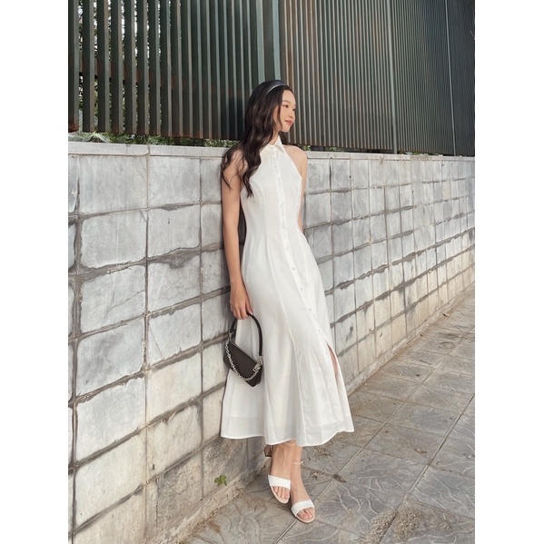 Đầm sơ mi LAMUSE thiết kế dáng dài cộc tay chất satin nhung mềm mịn (Sleeveless Shirt Dress) | BigBuy360 - bigbuy360.vn