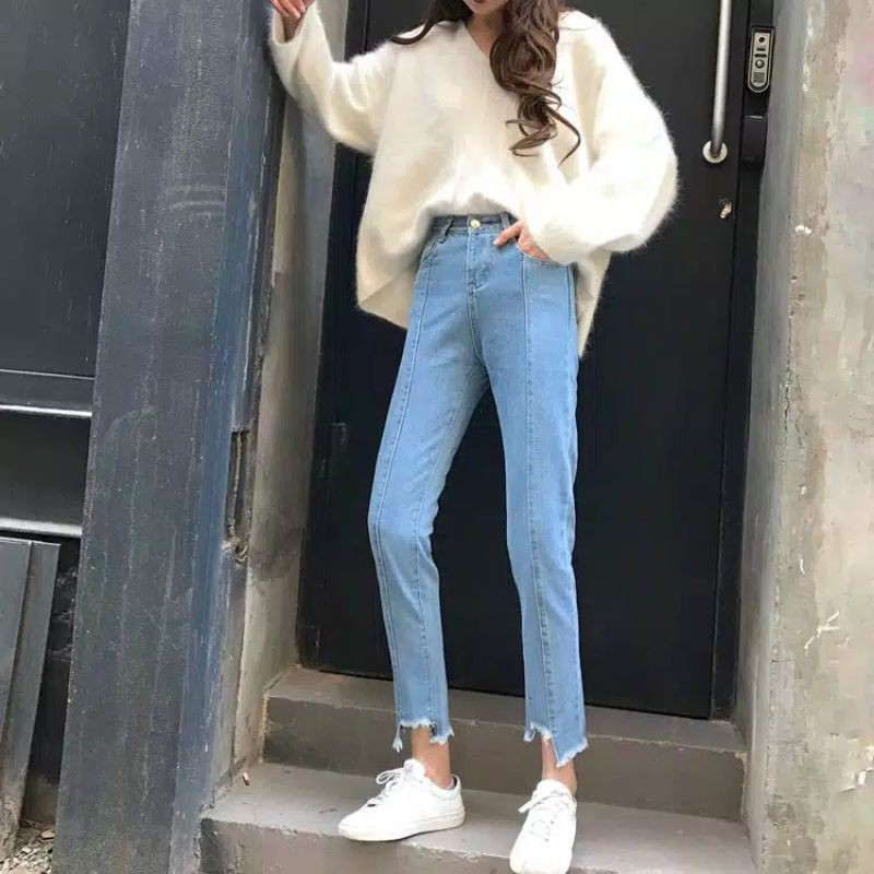 Quần Jeans Skinny Nữ Thêu Hoa Hồng Thời Trang