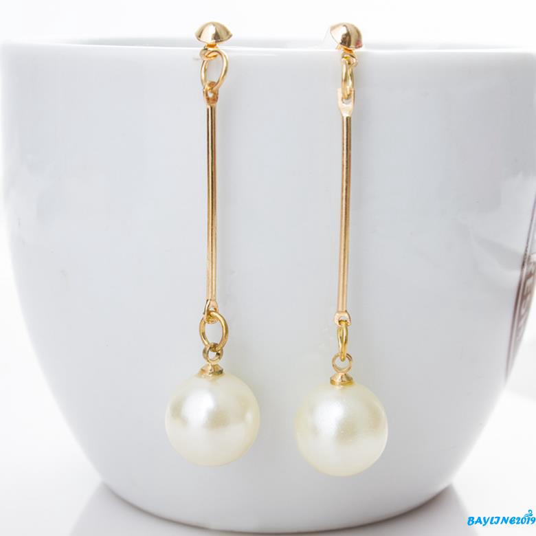 Khuyên tai dài đính hạt ngọc trai nhân tạo thời trang