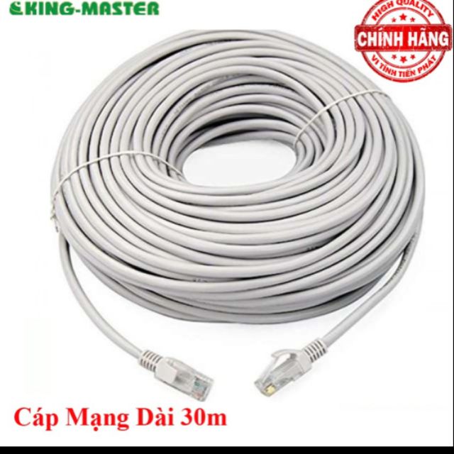 Dây cáp mạng LAN Internet bấm sẵn KingMaster dài 30m chuẩn cat 5e