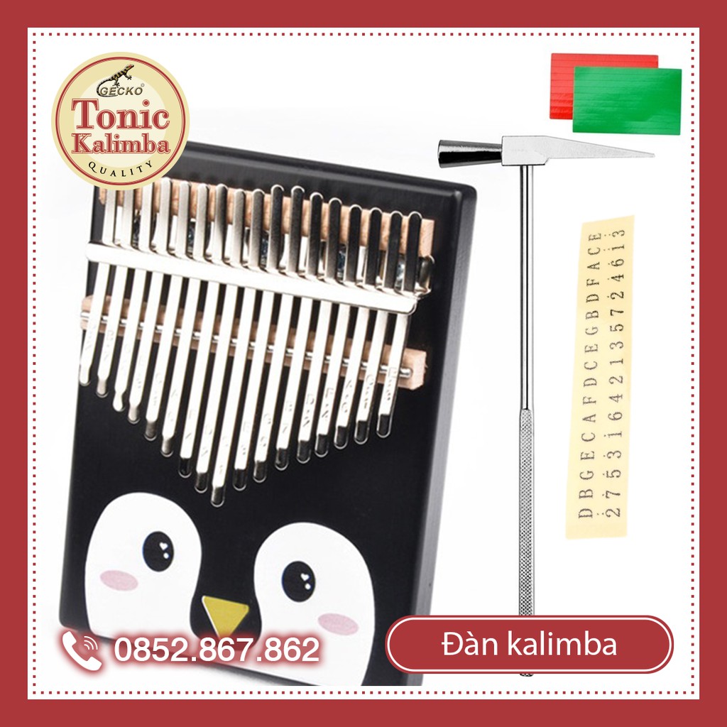 Đàn kalimba Tonic 17 phím gỗ Mai in hình kute tổng hợp TONIC-TH01 Hàng chính hãng