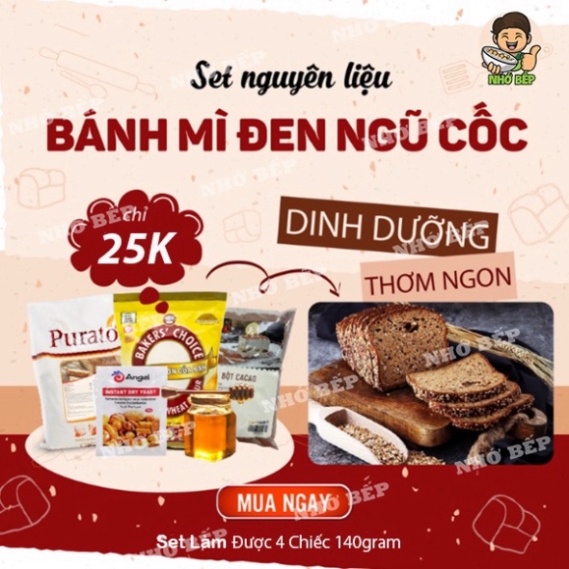 Set Bánh Mì Đen Tự Làm Tại Nhà ( Set 4-5 Chiếc) Tặng Kèm Công Thức - Nhớ Bếp - Bếp Có Gì