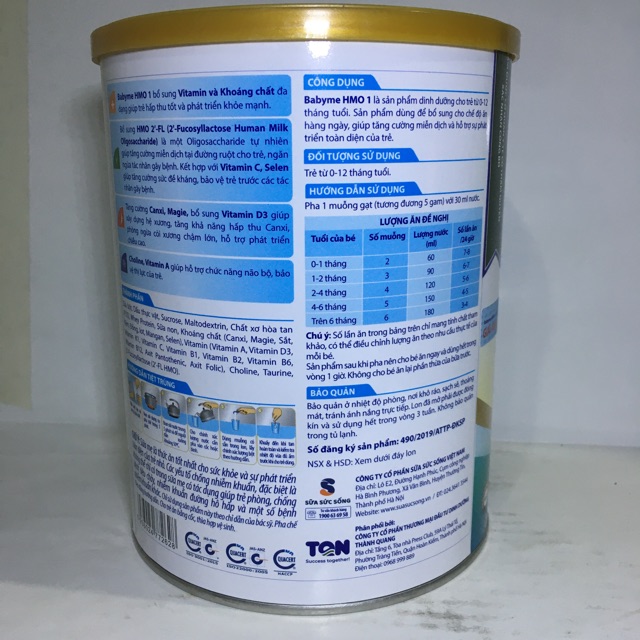 Sữa bột Babyme số 1 - lon 400g &amp; 900g date:2/2022