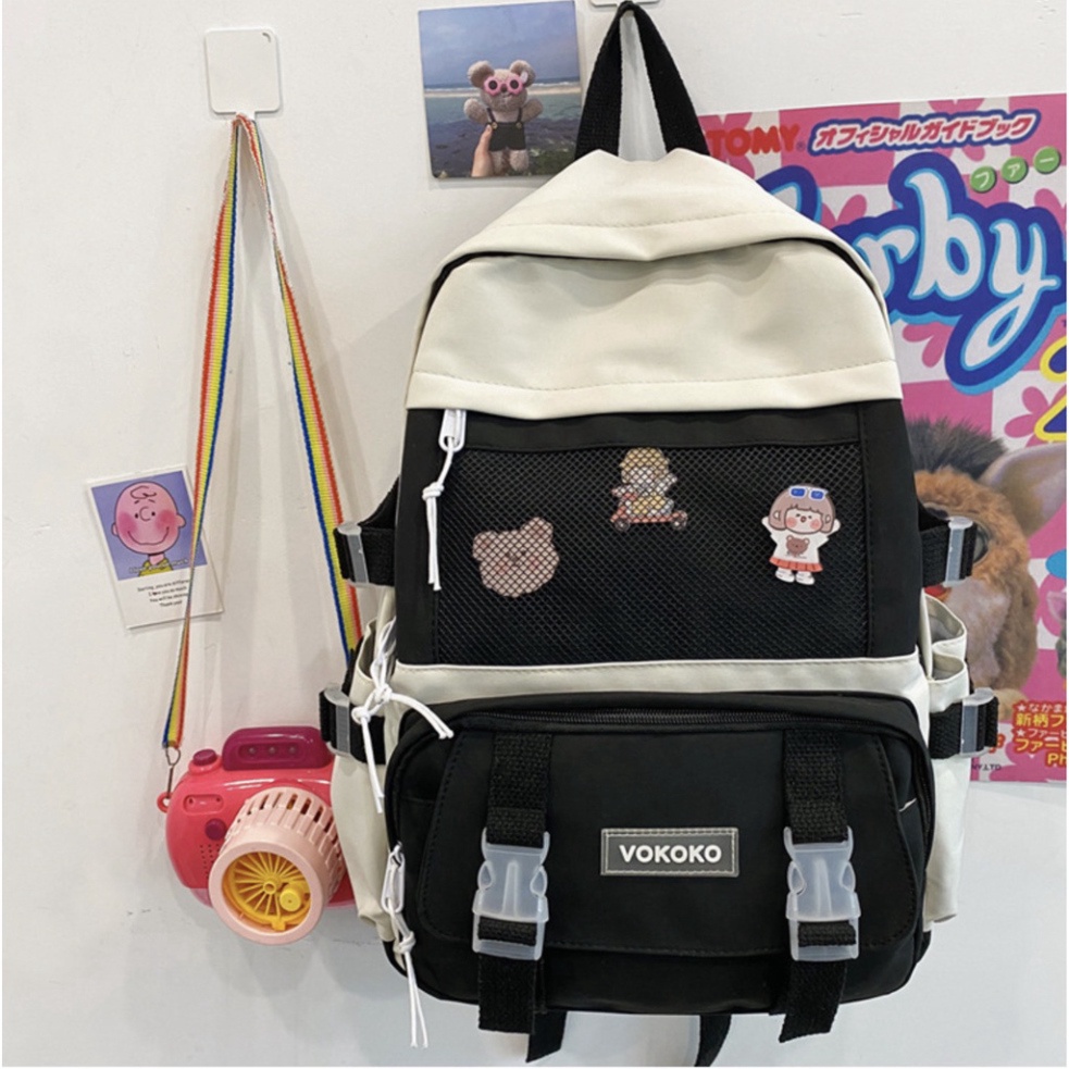 Balo cặp ulzzang basic nữ thời trang đi học đi chơi du lịch giá rẻ đựng vừa laptop canvas STYLE LƯỚI | steven