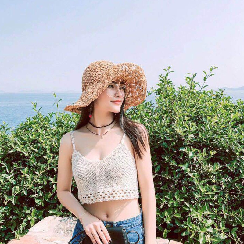 Áo Croptop Dệt Kim Không Tay Hai Dây Thời Trang Đi Biển Cho Nữ