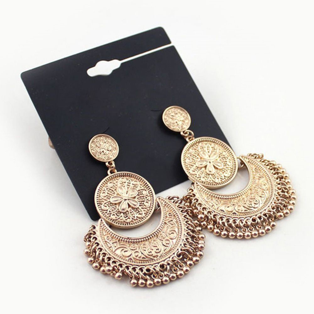 Hoa Tai Dáng Dài Hình Chuông Phong Cách Boho Cổ Điển Nhiều Màu Sắc