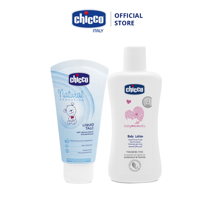 Combo Phấn rôm nước Chicco 0M+ 100ml &amp; Nước hoa hương tự nhiên 0M+ 100ml Chicco