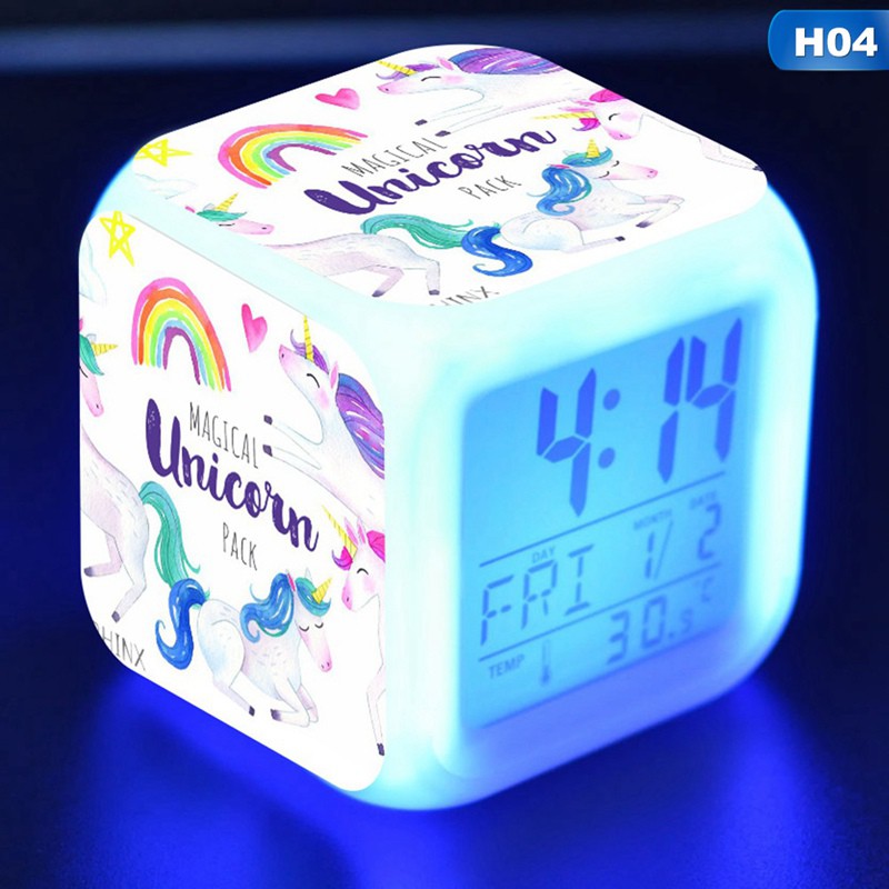 Đồng Hồ Báo Thức Để Bàn Hình Ngựa Một Sừng Dễ Thương Cho Bé