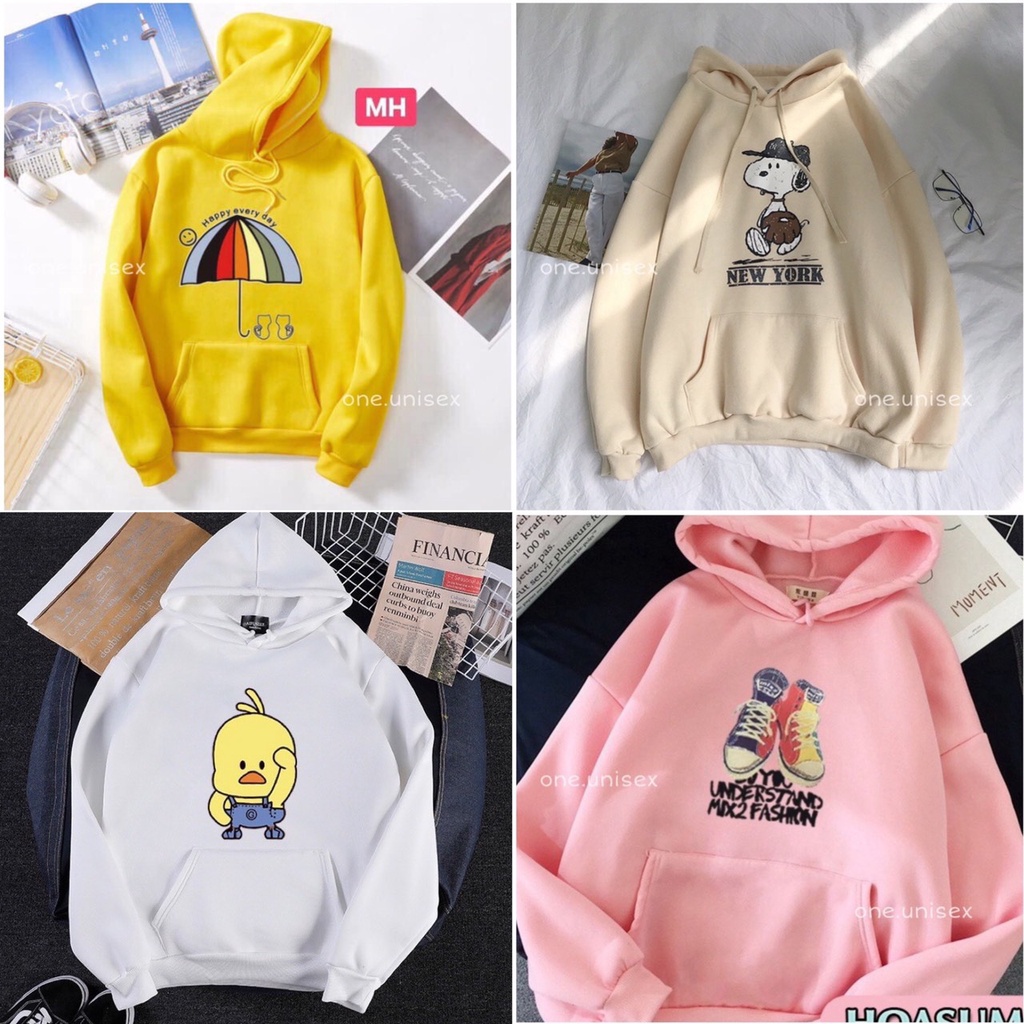 Áo hoodie thời trang nữ lót nỉ họa tiết nhiều hình trẻ trung [XẢ KHO] A562 SỦTANO