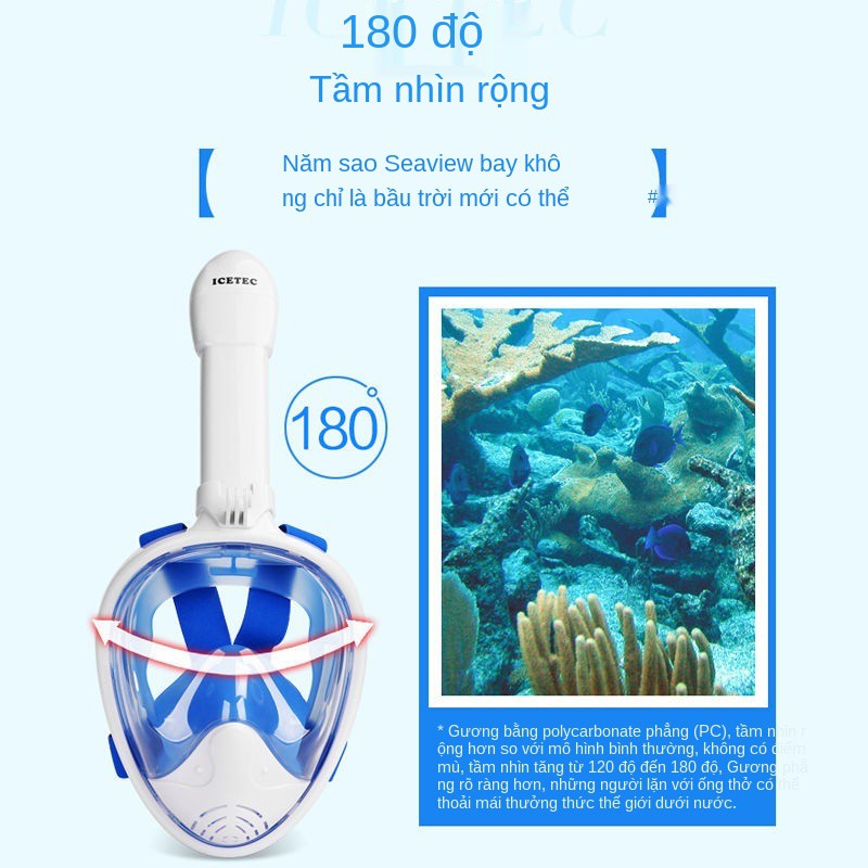 Snorkeling Thiết bị lặn Sambo Mặt nạ với ống thở khô đầy đủ phòng độc cho người lớn và trẻ em Kính