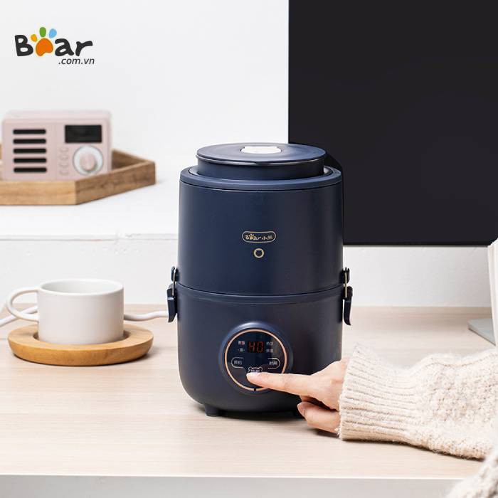Hộp cơm hâm nóng Bear điện tử hẹn giờ 3 khay inox DFH-B15X3