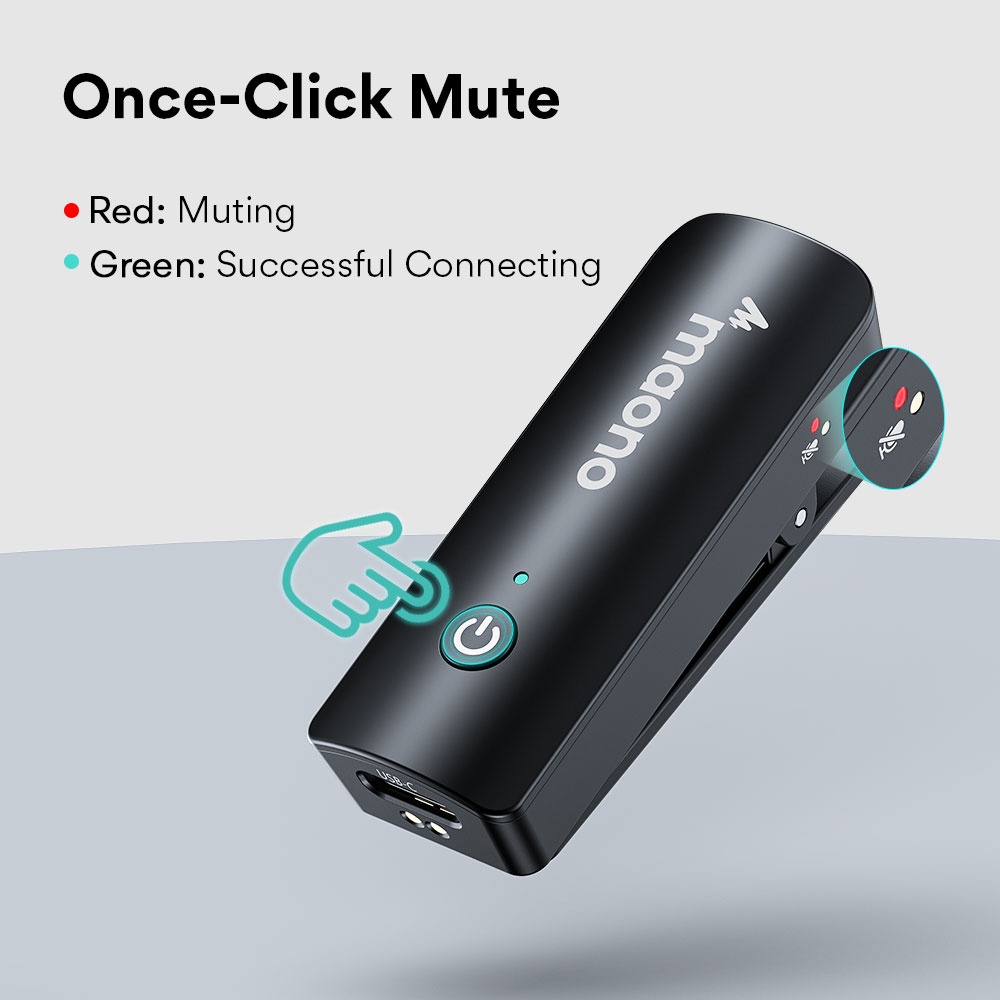 Micro không dây Maono WM600 2.4GHz hai kênh siêu nhẹ cho điện thoại thông minh giao diện TYPE-C