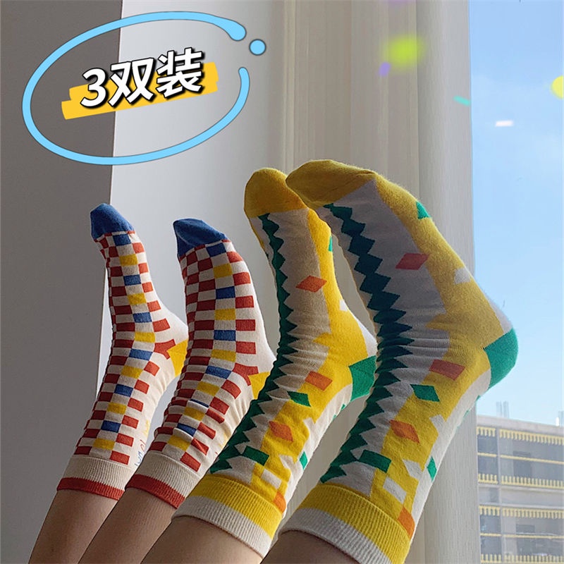 Oeteo shop Vớ Thể Thao Kẻ Sọc Caro Hợp Thời Trang Cho Nữ