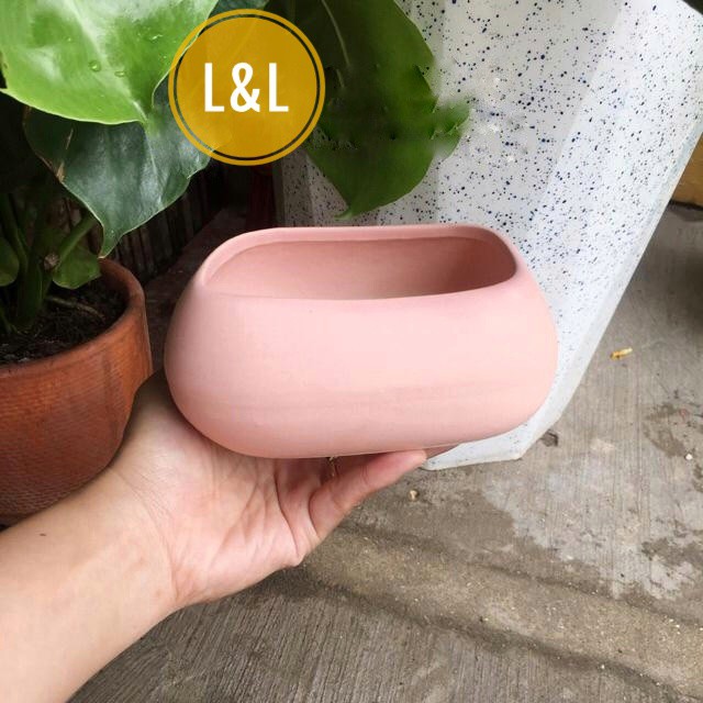 Chậu sứ Bát Tràng Hình ASA Thấp trồng cây Để Bàn, Cây Nội Thất, Sen Đá, Xương rồng, Cây Bon sai cực kỳ đáng yêu