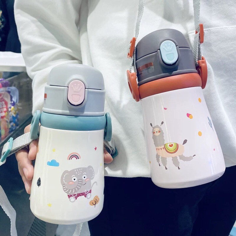 Minchun123:Bình giữ nhiệt có ống hút, tay cầm360-380ml  cho bé