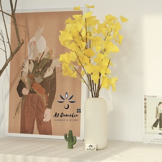 Hoa decor - combo bình và 6 cành lá bạch vàng cao cấp chính hãng a1camelia hoa decor trang trí nhà cửa siêu đẹp