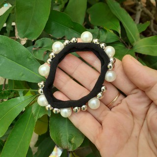 Dây cột tóc đính hạt siêu xinh (Ảnh thật)