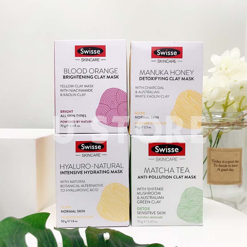 Mặt nạ đất sét [Úc] Swisse Clay Mask Manuka Honey/ Matcha / Blood Orange 70g