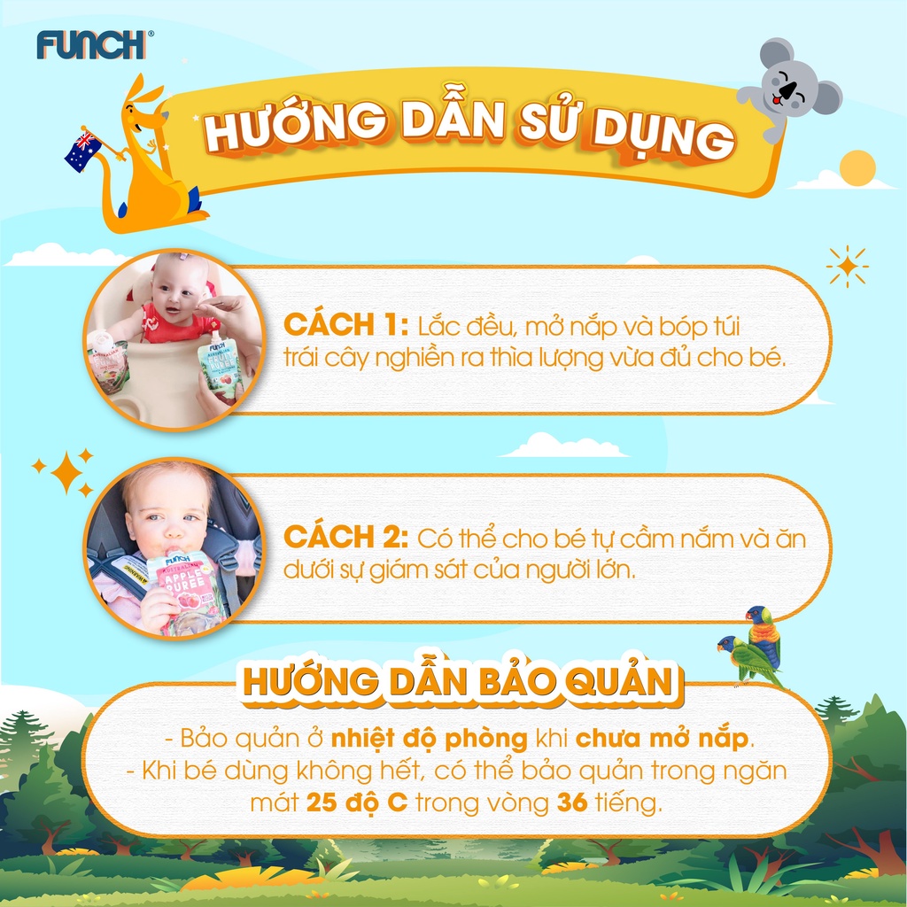 Trái cây nghiền cho bé ăn dặm từ 4 tháng tuổi funch 100% lê xay nhuyễn 120g - ảnh sản phẩm 5