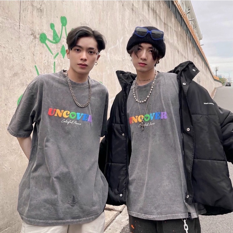 Áo Thun Tay Lỡ Unisex WASH Xám UNCOVER 🖤/Nam nữ unisex/FREESHIP 99K ❤️ Áo phông cổ tròn form rộng Jaystoree