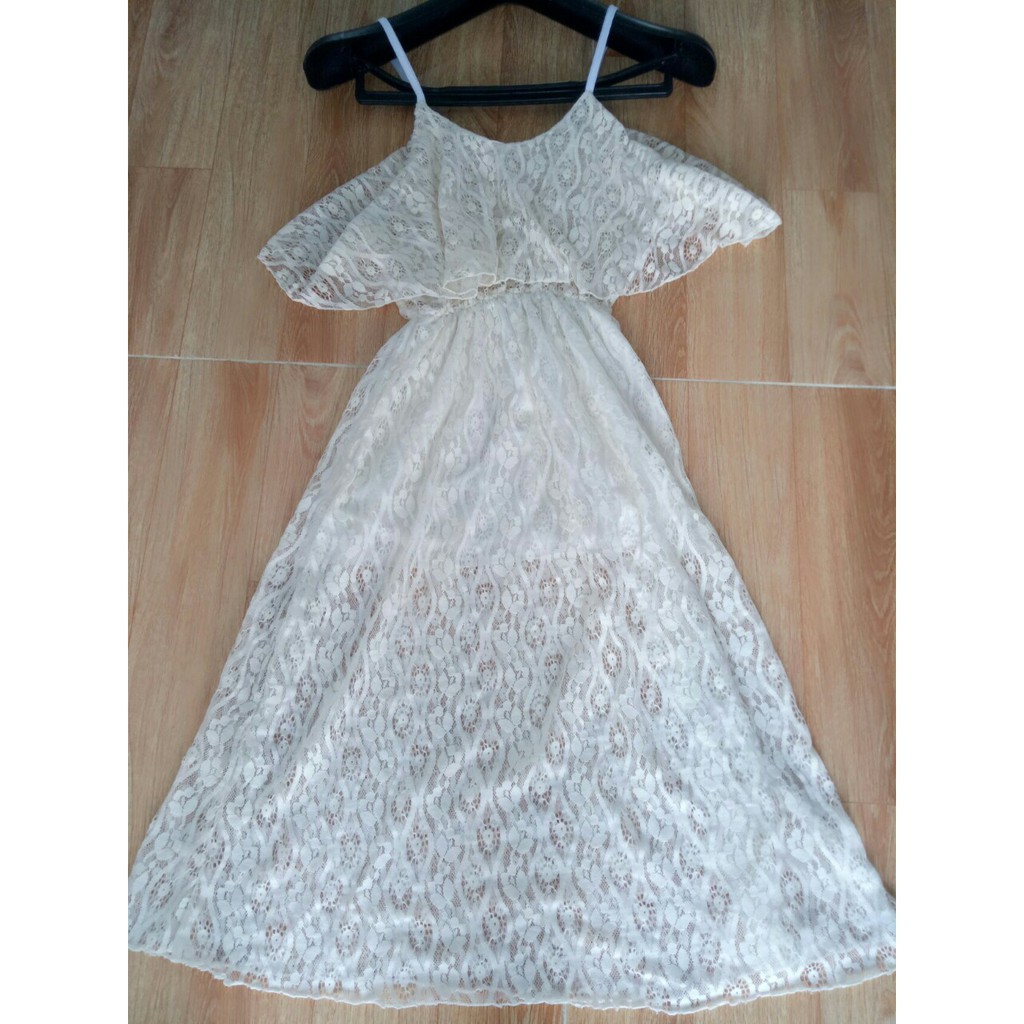 (Sale lỗ vốn) khi mua đầm 2 dây ZARA màu trắng ren xịn