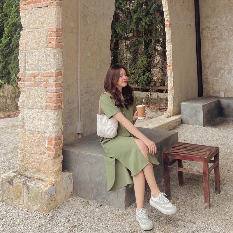ĐẦM SƠMI TAY NGẮN FABRI DRESS thiết kế hoạ tiết kẻ sọc form suông rộng oversize mặc thoải mái style ullzang hàn quốc