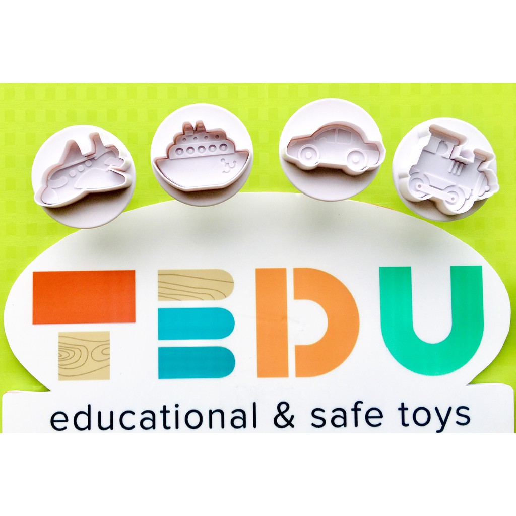 Bộ 4 Khuôn Giao Thông Chơi Bột Nặn Đất Nặn An Toàn TEDU