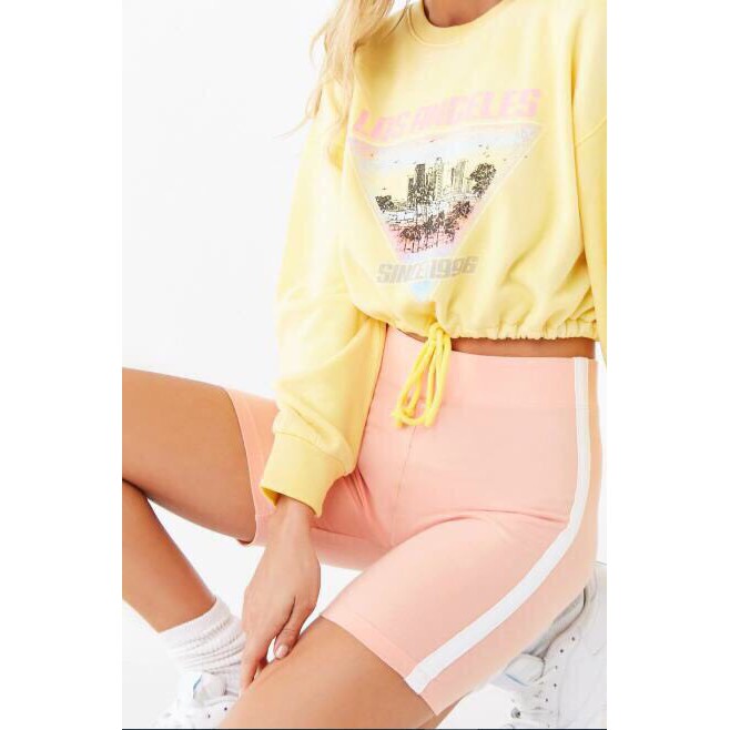 Quần F21 Striped Biker Shorts