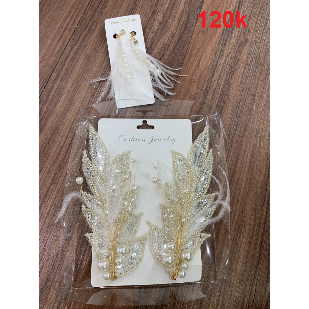 Cài Tóc Cô Dâu Kèm Hoa Tai Siêu Sang Chảnh