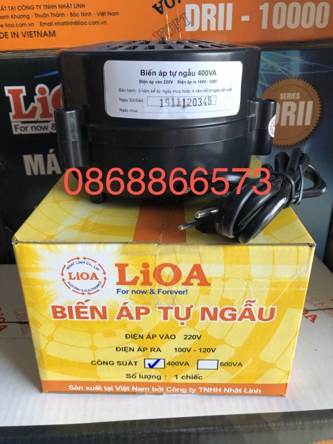 Biến áp đổi nguồn LiOA 400VA tự ngẫu từ 220V sang 100V 120V