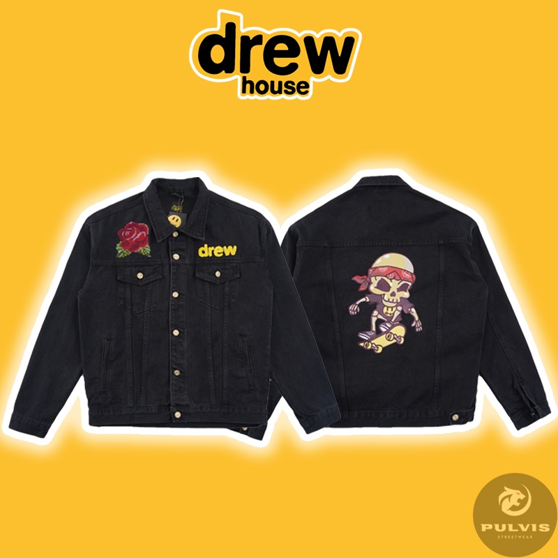 - Áo Khoác Drew House Hearty Trucker Jacket Medium Black Wash, Áo Khoác Bò Denim Jeans Drew