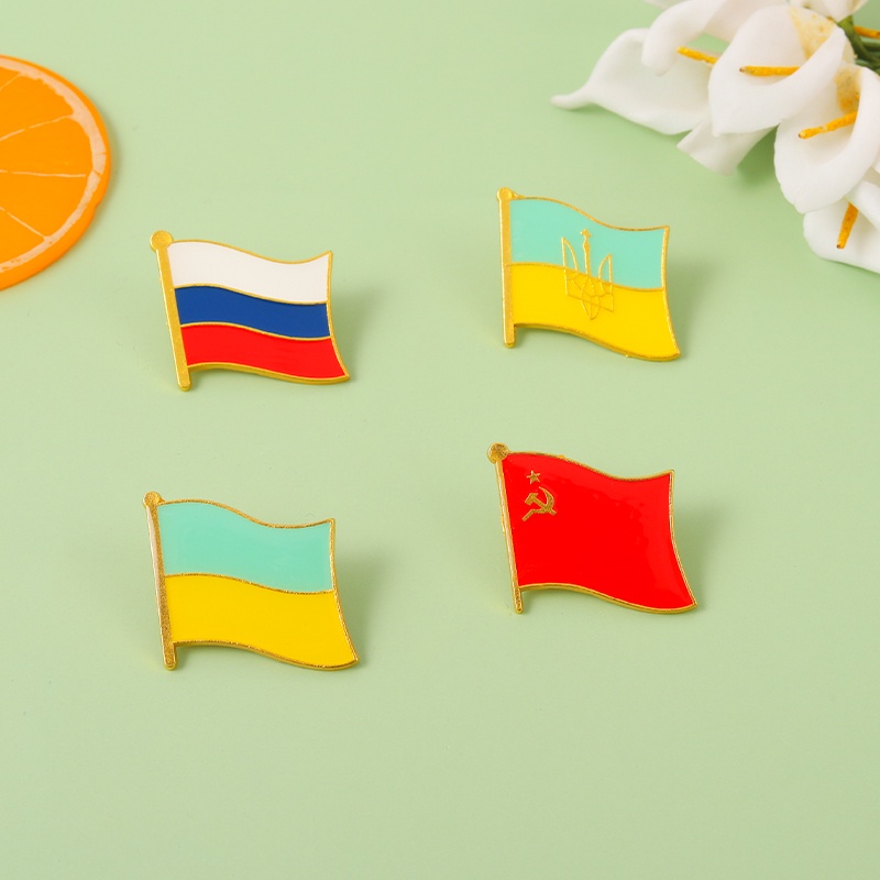Ghim Cài Áo Kim Loại Tráng Men Hình Cờ Quốc Gia