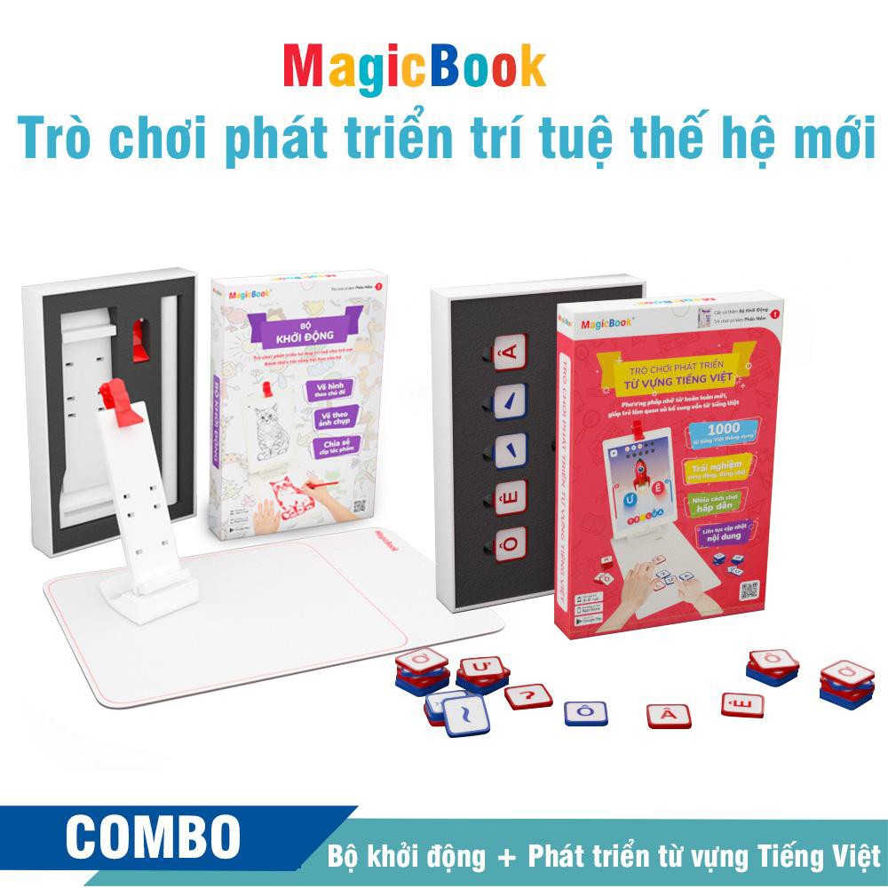 Trọn bộ Vẽ Hình và Bộ Phát Triển Từ Vựng Tiếng Việt - Trò chơi phát triển trí tuệ trẻ em - Magicbook - Size L BOX