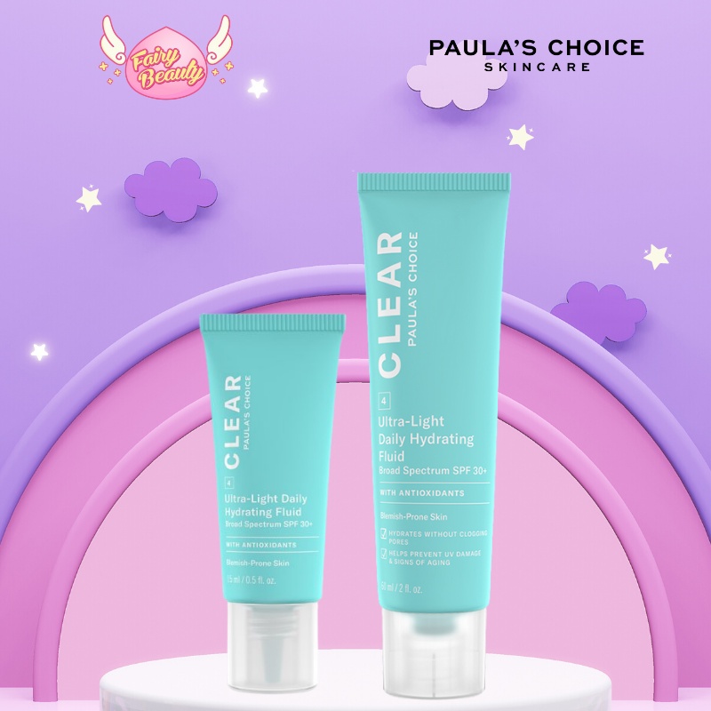 [PAULA'S CHOICE] Kem Chống Nắng Cho Da Mụn Clear Ultra-Light Daily Hydrating Fluid Broad Spectrum SPF 30+ 60ml (Mã 6130)