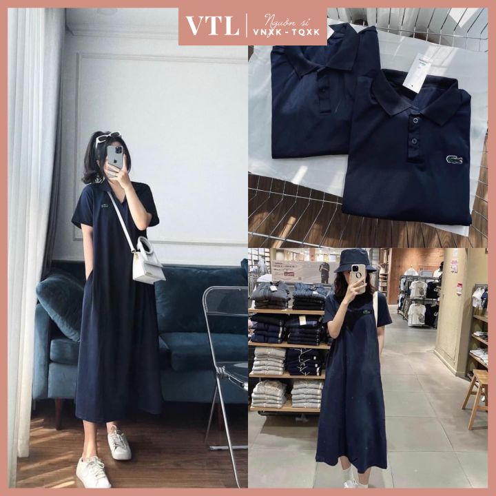 Váy suông cá sấu thân tay dài màu tím than