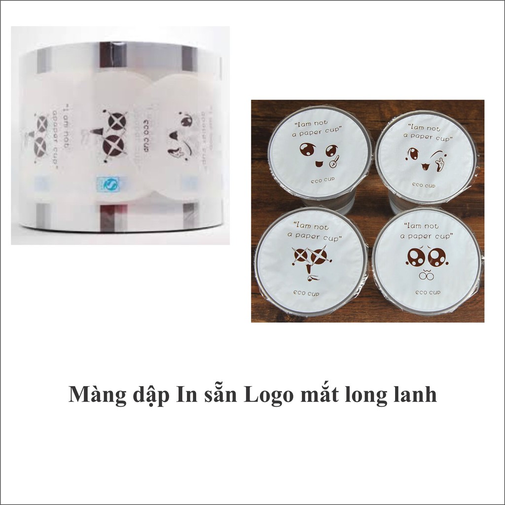 Màng dập cốc trà sữa in sẵn Logo - Cuộn dập được 2400 cốc