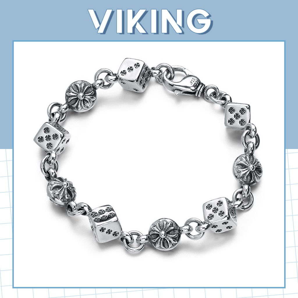 Vòng Tay Lắc Tay Chrome Hearts Xúc Xắc Thép Titan Không Gỉ Dành Cho Nam Nữ