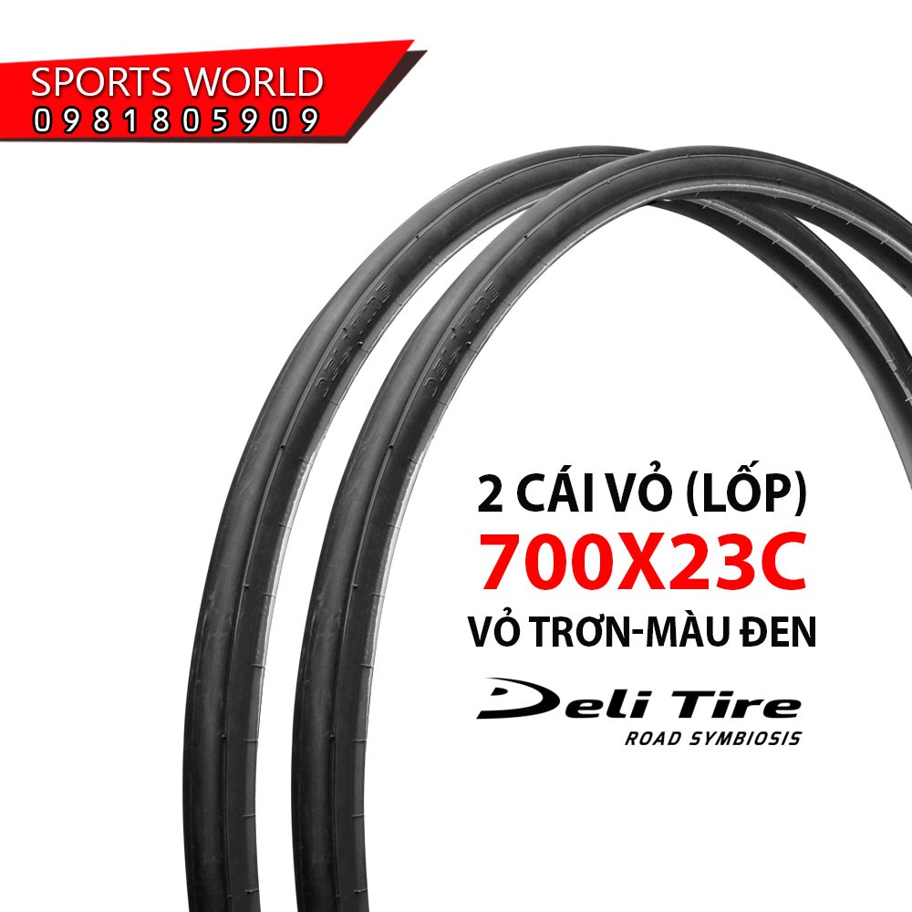 2 cái vỏ xe đạp 700x23 (23-622) vỏ trơn SA-205 DELI-TIRE lốp xe đạp