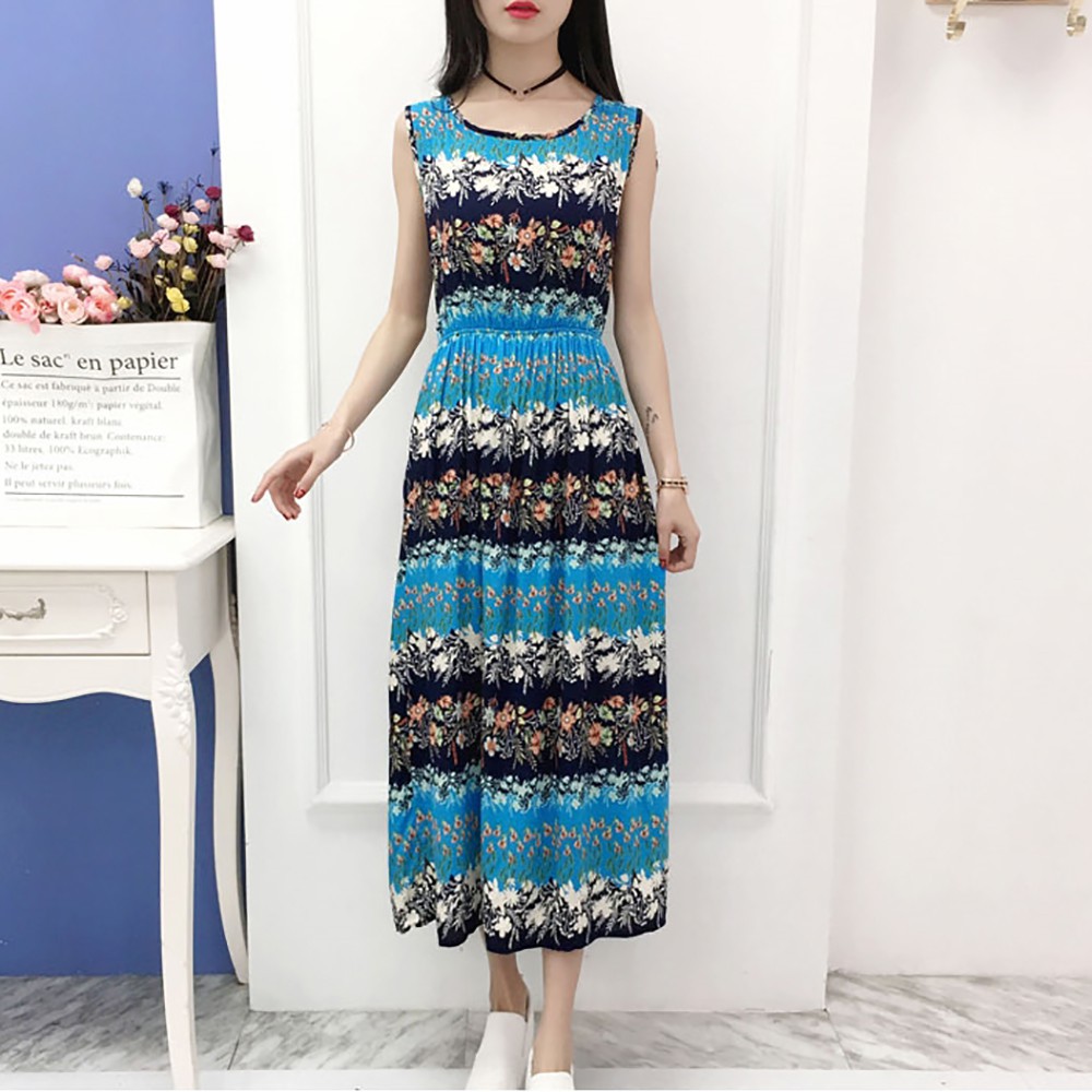 Váy đầm tone cotton maxi dài dạo chơi, đi biển - Mã 68