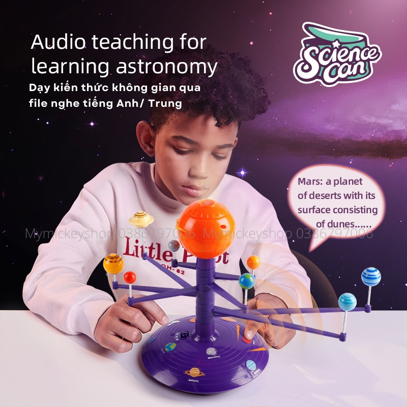 Bộ đồ chơi mô hình lắp ráp 3D Topbright khoa học hệ mặt trời diy steam âm thanh chiếu bóng pin Science Can Solar System