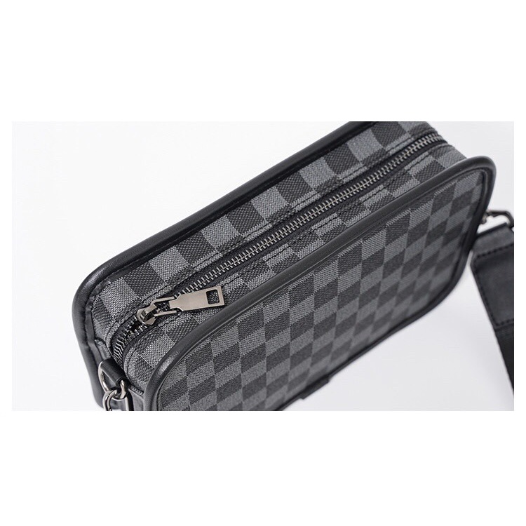 Túi xách đeo chéo nam, túi xách nam đeo ngực kiểu dáng vuông caro chống nước PA38