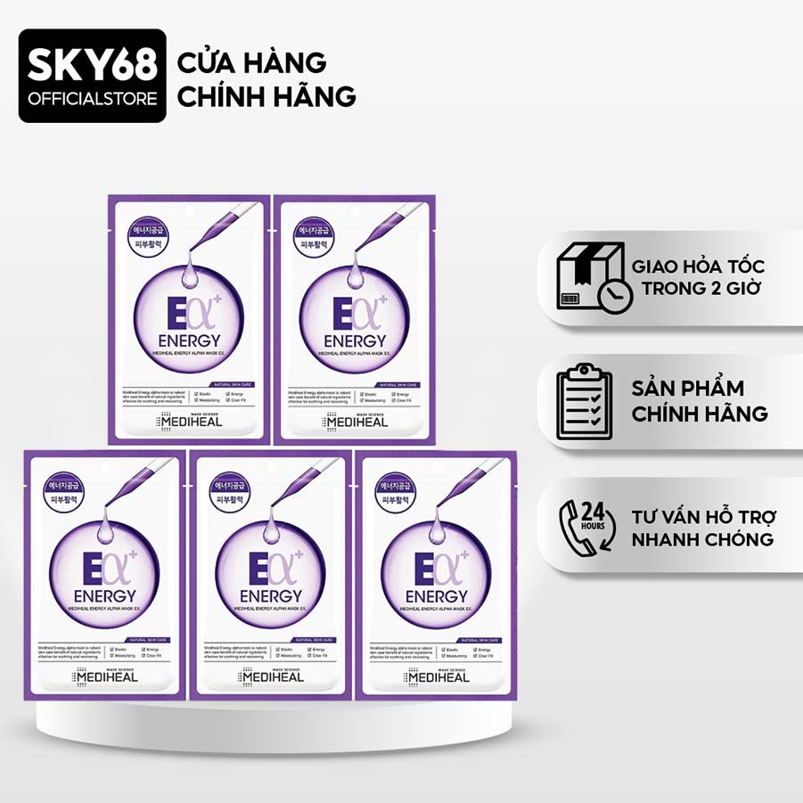 Combo 5 Mặt Nạ Giúp Ngăn Ngừa Lão Hóa Mediheal Energy Alpha Mask Ex 23ml x 5