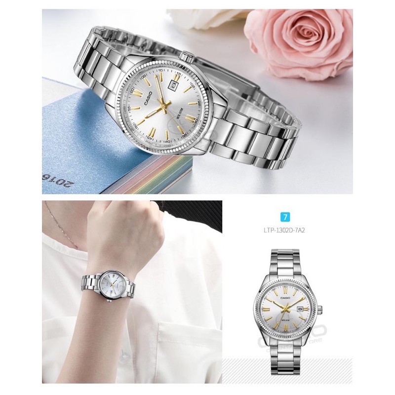Đồng hồ nữ dây kim loại Casio chính hãng Anh Khuê LTP-1302D-7A2VDF