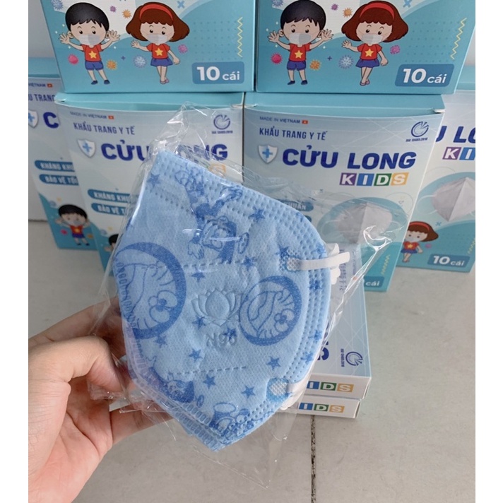Khẩu trang N95 trẻ em, khẩu trang y tế kháng khuẩn, Hộp 10 cái màu ngẫu nhiên