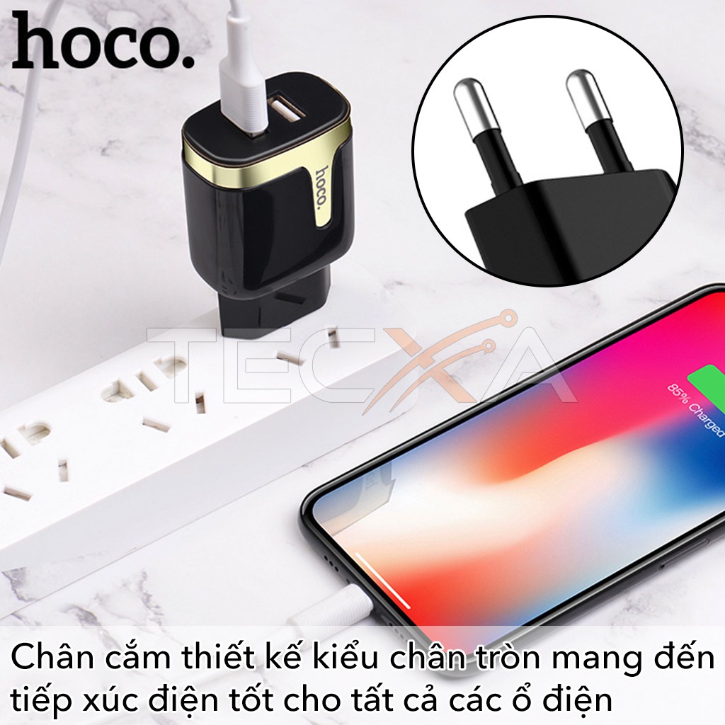 Củ Sạc Nhanh Hoco C64A - Củ Sạc Chính Hãng Hoco C64A 2 Cổng Usb 5V 2,1A - Bảo hành 12 tháng