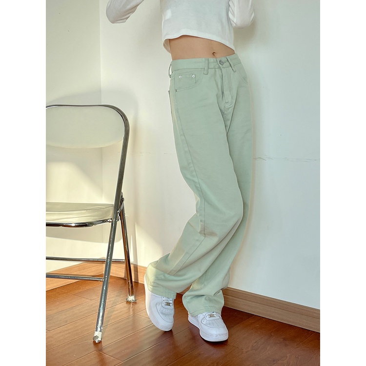 Quần Jean Nữ Ống Rộng Đơn Giản Thời Trang Hàn Quốc Mới